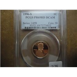 1996-S LINCOLN CENT PCGS PR69RD DCAM