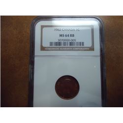 1962 CANADA ONE CENT NGC MS64RB