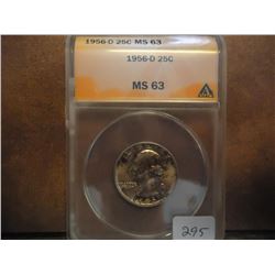 1956-D WASHINGTON SILVER QUARTER ANACS MS63