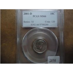 2001-D ROOSEVELT DIME PCGS MS66