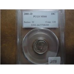 2001-D ROOSEVELT DIME PCGS MS66