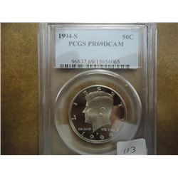 1994-S KENNEDY HALF DOLLAR PCGS PR69 DCAM