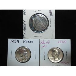 1959 & 1963 PROOF WASHINGTON QUARTERS AND