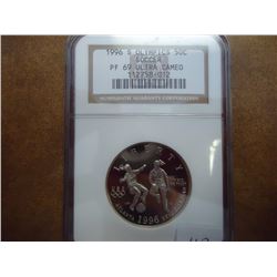 1996-S OLYMPICS  SOCCER  HALF DOLLAR NGC PF69