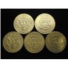 Image 2 : 5 ASSORTED 40% SILVER KENNEDY HALF DOLLARS