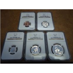 1963 HIGH GRADE US SILVER PROOF SET NGC SLABS