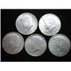 Image 1 : 5 ASSORTED 40% SILVER KENNEDY HALF DOLLARS