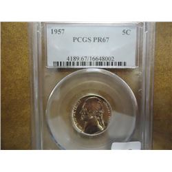 1957 JEFFERSON NICKEL PCGS PR67