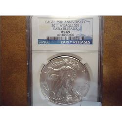 2011-W AMERICAN SILVER EAGLE NGC MS69