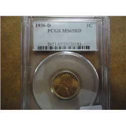 1936-D LINCOLN CENT PCGS MS65RD