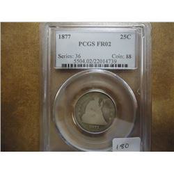 1877 SEATED LIBERTY QUARTER PCGS FR02
