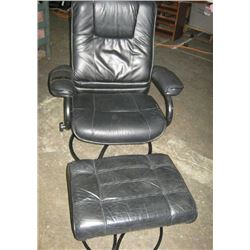 Black Leather Chair & Ottoman