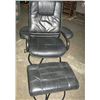 Image 1 : Black Leather Chair & Ottoman