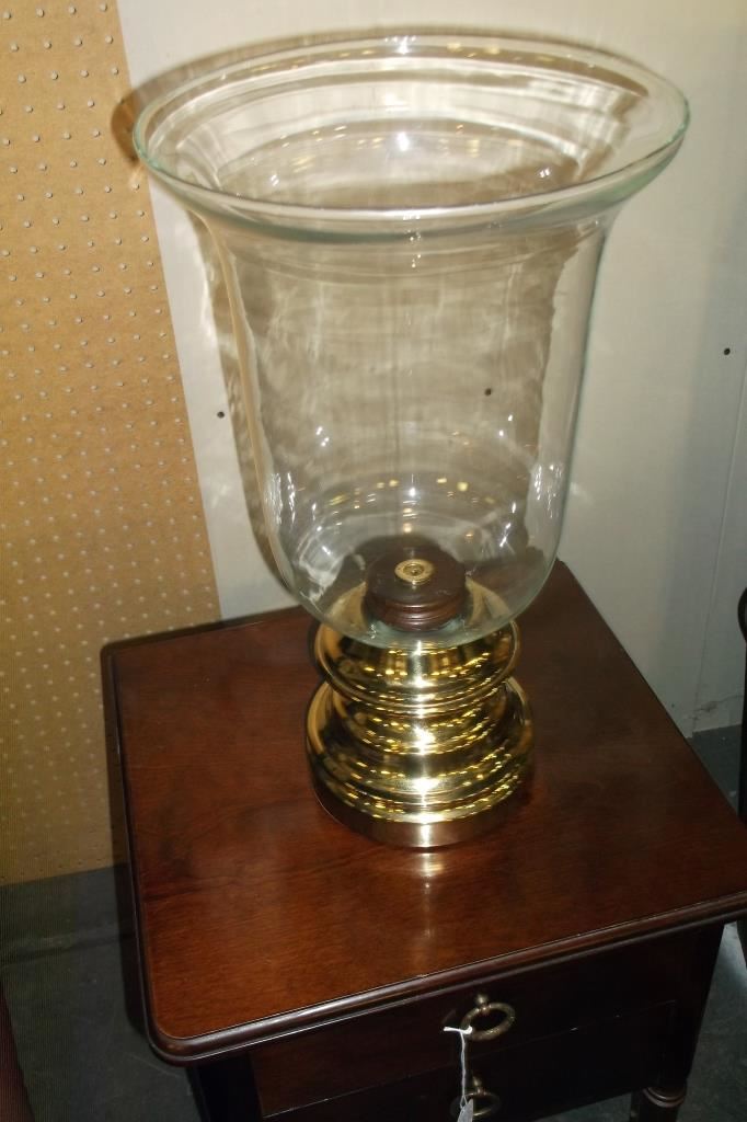 Large Brass & Glass Candle Holder