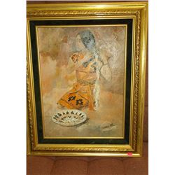 Indian Girl Oil on Canvas Signed