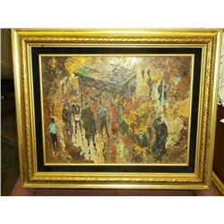 Flower Stall France Oil Signed