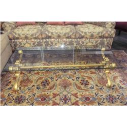 Large Glass & Gold Coffee Table