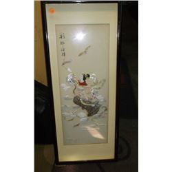 Chinese carved shell mother of pearl wall art