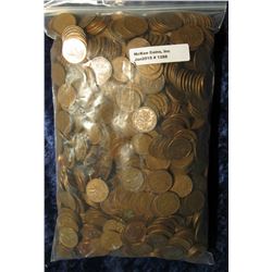 1288.(1300) Canadian Pennies, George V through Elizabeth II, good mix of dates, more bronze than pla