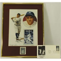 Christopher Paluso Signed Babe Ruth Yankees 12x16 Custom Framed First Day Issue Display With Babe Ru