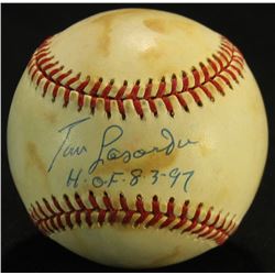 Tommy Lasorda Signed ONL Baseball Inscribed "H.O.F. 8-3-97" (PSA COA)