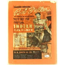 Bob Feller Signed Indians 10x13 Custom Matted Display (JSA COA)