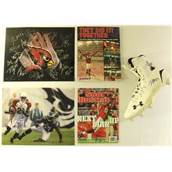 Lot of (5) Cardinals Signed Items With Practice-Used Cleat, Sports Illustrated Magazine & (2) 11x14 