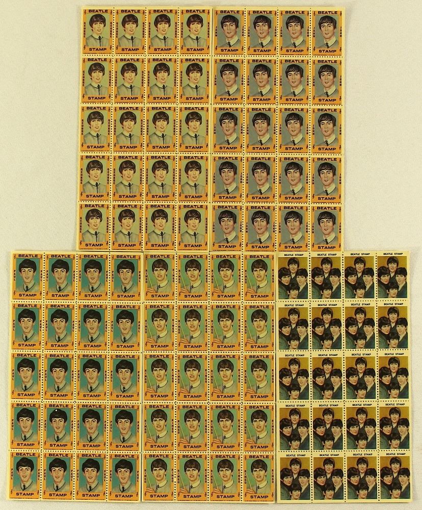 Set of (100) 1964 Hallmark Beatles Stamps with John Lennon, Paul McCartney, Harrison & Ringo