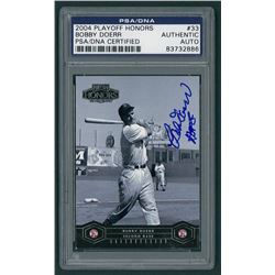 Bobby Doerr Signed Red Sox 2004 Playoff Honors #33 Baseball Card Inscribed "HOF 86" (PSA Encapsulate