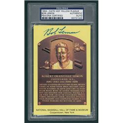 Bob Lemon Signed Gold HOF Postcard (PSA Encapsulated)