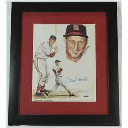 Stan Musial Signed Cardinals 13x15 Custom Framed Photo (PSA)
