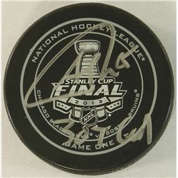 Andrew Shaw Signed 2013 Stanley Cup Finals Game One Logo Hockey Puck Inscribed "3 OT Goal" (Schwartz