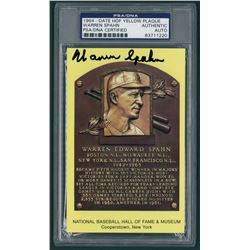 Warren Spahn Signed Gold HOF Postcard (PSA Encapsulated)