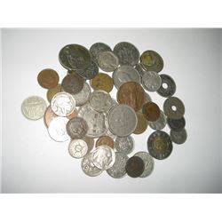 50 TOTAL COINS INCLUDES WORLD & U.S. INCLUDING INDIAN HEAD CENTS/BUFFALO NICKELS & MORE!!