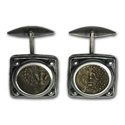 Sterling Silver & Bronze Antiques Widows Mite Coin Cuff Links