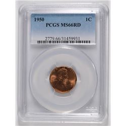 1950 LINCOLN CENT, PCGS MS-66 RED  SCARCE!