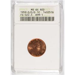 1959-D/D/D ANACS MS-64 RED FS-022.5 RPM-1