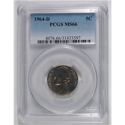 1964-D JEFFERSON NICKEL, PCGS MS-66  TOP POP., NONE HIGHER!