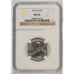 1955-D WASHINGTON QUARTER, NGC MS-65