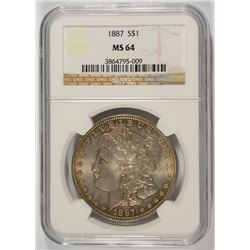 1887 MORGAN DOLLAR NGC MS-64 COLOR