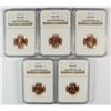 Image 1 : LOT OF ( 5 ) 1952-D LINCOLN CENTS, NGC MS-66 RED