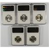 Image 2 : LOT OF ( 5 ) 1950-D WASHINGTON QUARTERS,  NGC MS-65