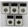 Image 2 : LOT OF ( 5 ) 1955-D WASHINGTON QUARTERS, NGC MS-65 TOUGH!