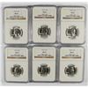Image 1 : LOT OF ( 6 ) 1956-D WASHINGTON QUARTERS, NGC MS-65