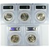 Image 2 : LOT OF ( 5 ) 1954 FRANKLIN HALF DOLLARS,  PCGS MS-63