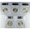Image 2 : LOT OF ( 5 ) 1955 FRANKLIN HALF DOLLARS, PCGS MS-63