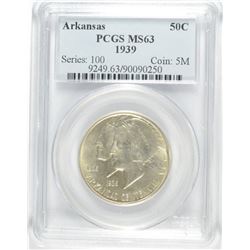 1939 ARKANSAS COMMEN HALF DOLLAR PCGS MS-63