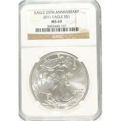 2011 SILVER AMERICAN EAGLE NGC MS-69