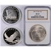 Image 1 : COMMEM DOLLARS: 91 USO, NGC MS-69, 87 CONSTITUTION & 08 BALD EAGLE COINS/CAPS