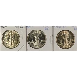 WALKING LIBERTY HALF DOLLARS: 1940 MS-64, 1942 MS-65, & 1943-D MS-63